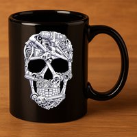 Car Mechanic Tools Skull Garage Halloween Costume Skeleton 11oz C Handle Ceramic Mug
