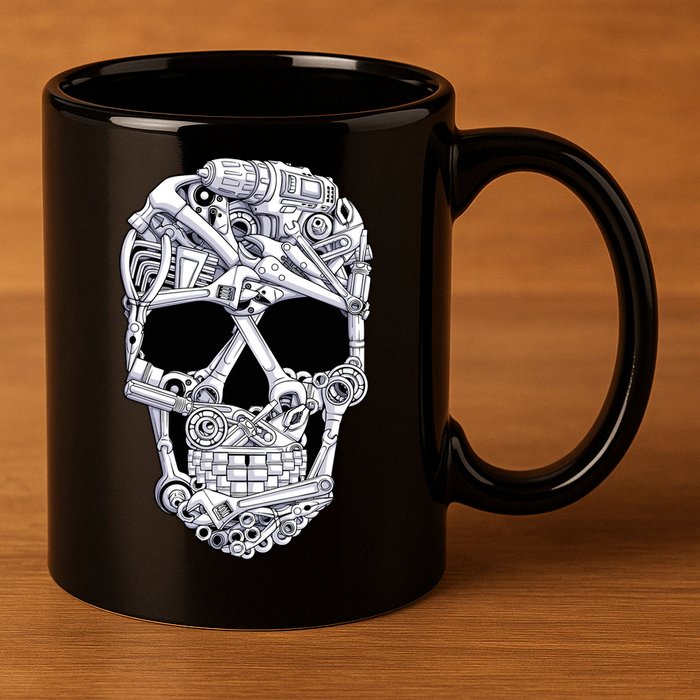 Car Mechanic Tools Skull Garage Halloween Costume Skeleton 11oz C Handle Ceramic Mug