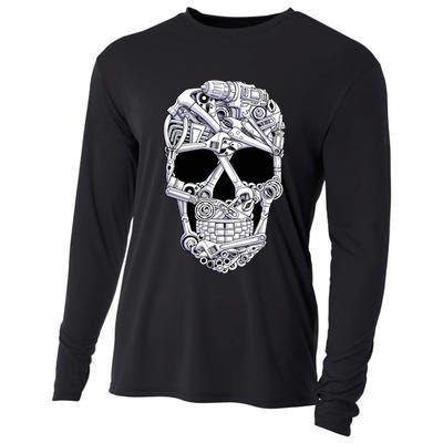 Car Mechanic Tools Skull Garage Halloween Costume Skeleton Cooling Performance Long Sleeve Crew
