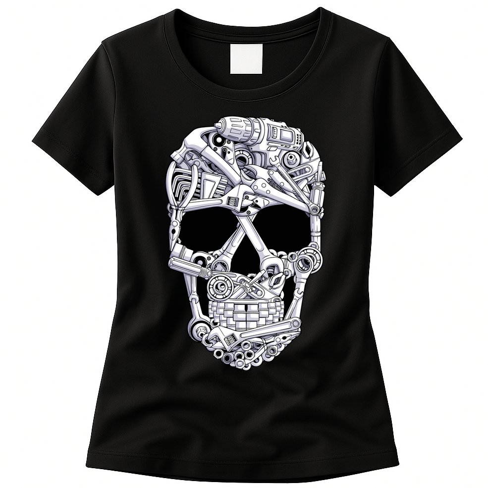 Car Mechanic Tools Skull Garage Halloween Costume Skeleton Womens T-Shirt