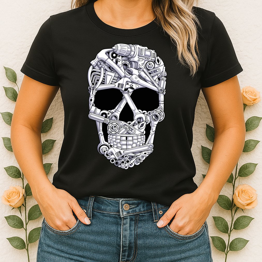 Car Mechanic Tools Skull Garage Halloween Costume Skeleton Womens T-Shirt