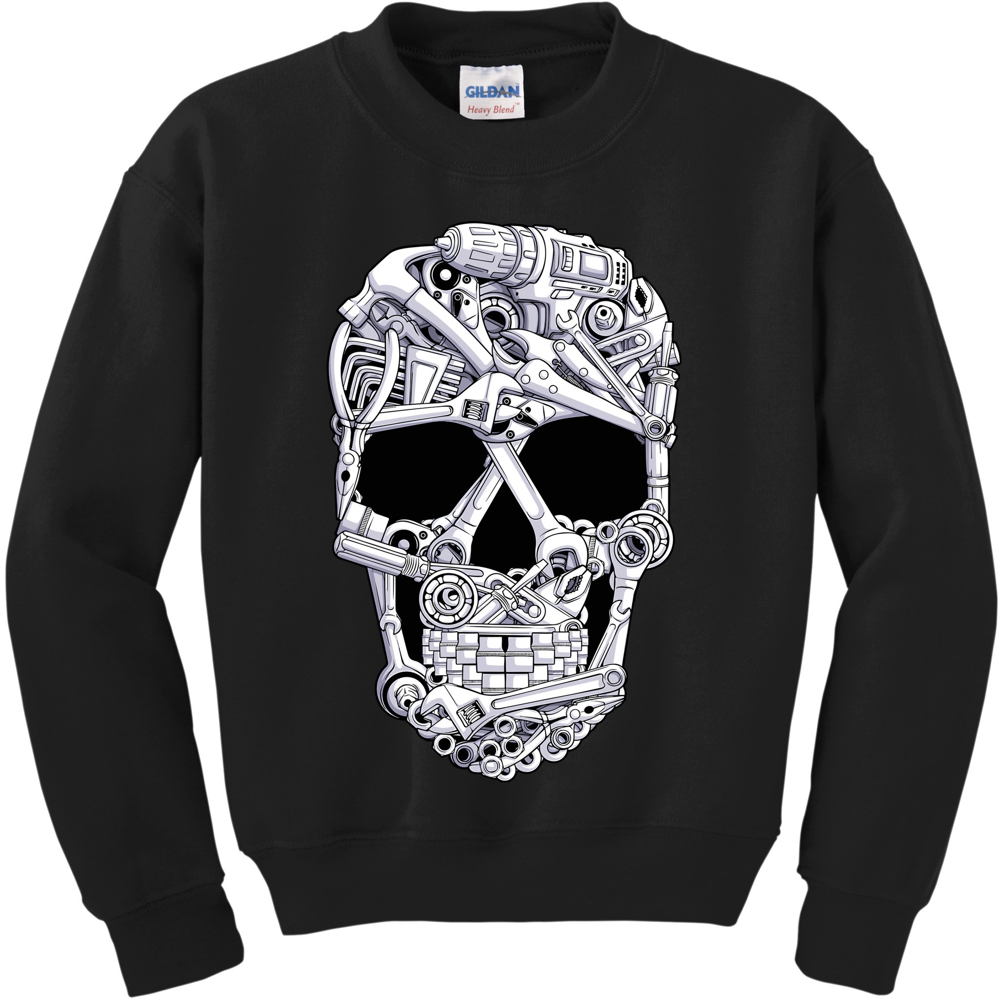 Car Mechanic Tools Skull Garage Halloween Costume Skeleton Kids Sweatshirt