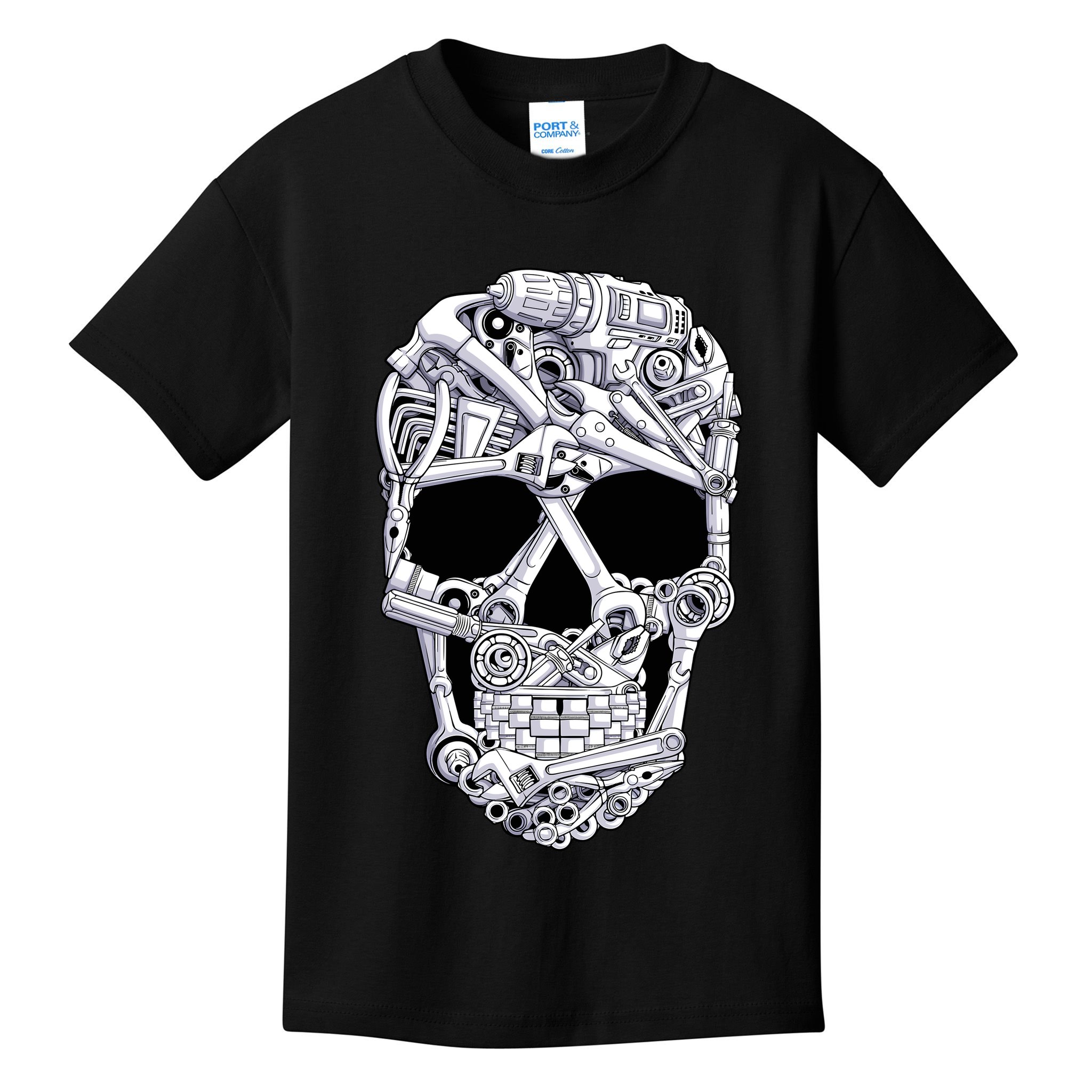 Car Mechanic Tools Skull Garage Halloween Costume Skeleton Kids T-Shirt