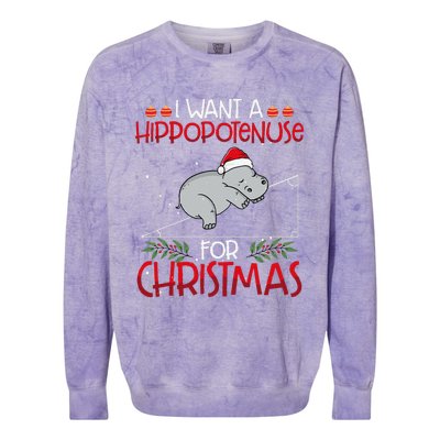 Christmas Math Teacher Funny Hypotenuse Math Hippotenuse Colorblast Crewneck Sweatshirt