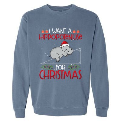 Christmas Math Teacher Funny Hypotenuse Math Hippotenuse Garment-Dyed Sweatshirt