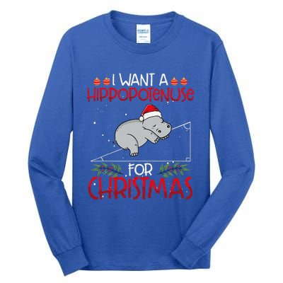 Christmas Math Teacher Funny Hypotenuse Math Hippotenuse Tall Long Sleeve T-Shirt