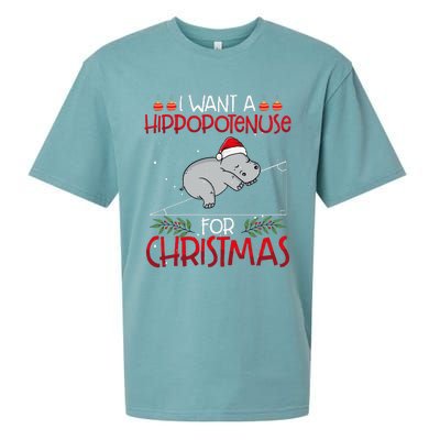 Christmas Math Teacher Funny Hypotenuse Math Hippotenuse Sueded Cloud Jersey T-Shirt