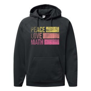 Cute Math Teacher Peace Love Math Performance Fleece Hoodie