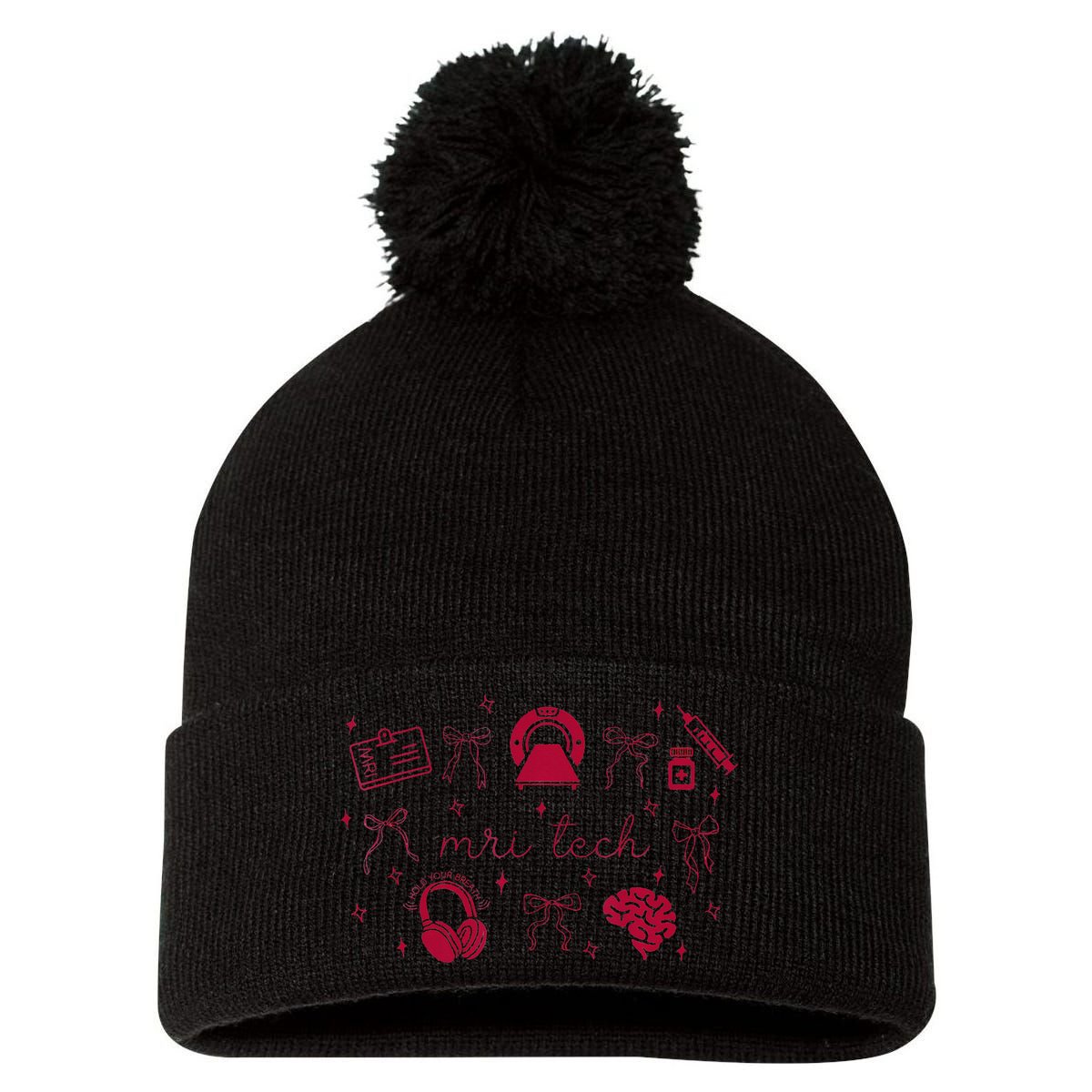 Coquette Mri Tech Magnetic Resonance Imaging Tech Rad Tech Pom Pom 12in Knit Beanie