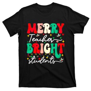 Christmas Merry Teacher Bright Students Funny Teaching Gifts T-Shirt