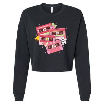 Christmas Music Track List Holiday Cropped Pullover Crew