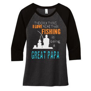 Cute More Than Love Fishing Great Papa Special Great Grandpa Women's Tri-Blend 3/4-Sleeve Raglan Shirt