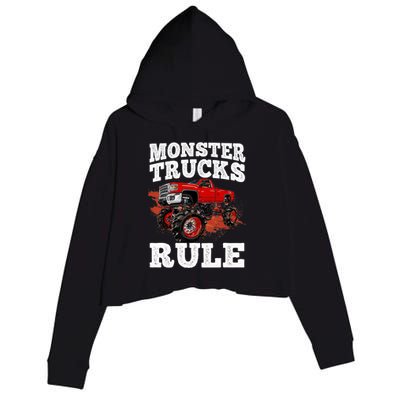 Cool Monster Truck For Trucks Mud Truck Driver Crop Fleece Hoodie