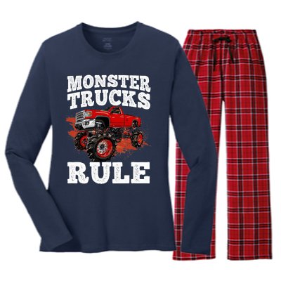 Cool Monster Truck For Trucks Mud Truck Driver Women's Long Sleeve Flannel Pajama Set 