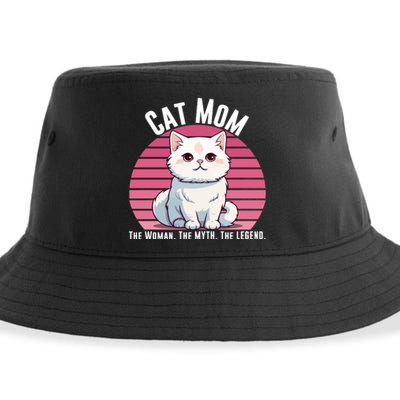 Cat Mom The Woman The Myth The Legend Cat Lover Cat Mom Cat Parent Cat Owner Sustainable Bucket Hat