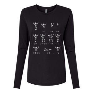 Cute Math Teacher Equation Skeleton Math Students Halloween Womens Cotton Relaxed Long Sleeve T-Shirt