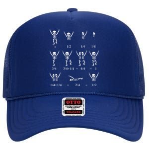 Cute Math Teacher Equation Skeleton Math Students Halloween High Crown Mesh Back Trucker Hat