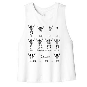 Cute Math Teacher Equation Skeleton Math Students Halloween Women's Racerback Cropped Tank