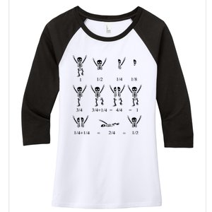 Cute Math Teacher Equation Skeleton Math Students Halloween Women's Tri-Blend 3/4-Sleeve Raglan Shirt