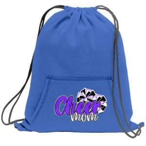 Cheer Mom Top Pom Poms Purple Mascot Colors School Cute Gift Sweatshirt Cinch Pack Bag