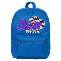 Cheer Mom Top Pom Poms Purple Mascot Colors School Cute Gift 16 in Basic Backpack