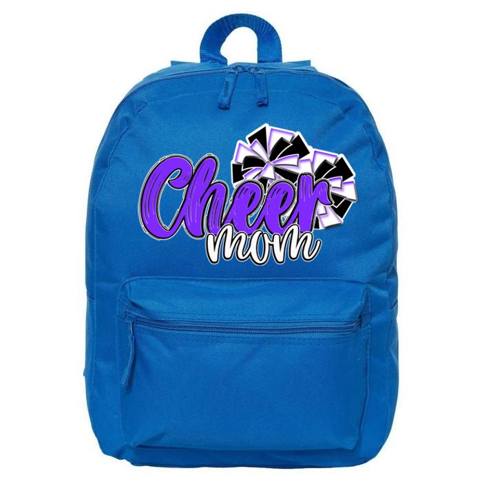 Cheer Mom Top Pom Poms Purple Mascot Colors School Cute Gift 16 in Basic Backpack