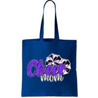 Cheer Mom Top Pom Poms Purple Mascot Colors School Cute Gift Tote Bag