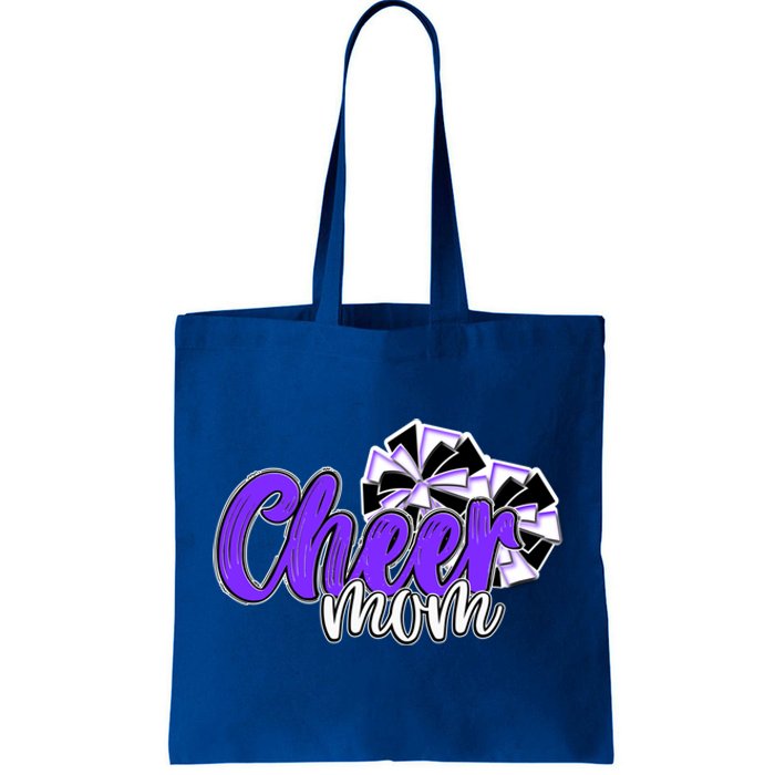 Cheer Mom Top Pom Poms Purple Mascot Colors School Cute Gift Tote Bag