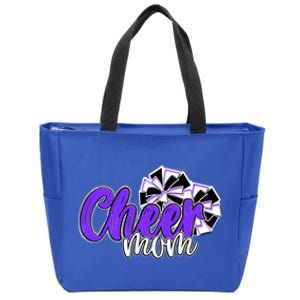 Cheer Mom Top Pom Poms Purple Mascot Colors School Cute Gift Zip Tote Bag