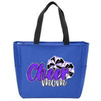 Cheer Mom Top Pom Poms Purple Mascot Colors School Cute Gift Zip Tote Bag