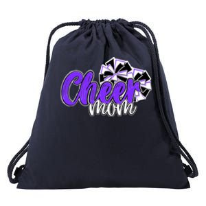 Cheer Mom Top Pom Poms Purple Mascot Colors School Cute Gift Drawstring Bag