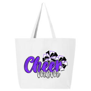 Cheer Mom Top Pom Poms Purple Mascot Colors School Cute Gift 25L Jumbo Tote