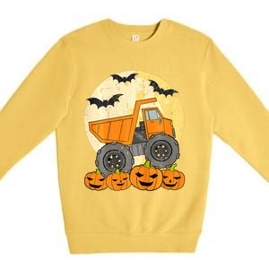 Construction Monster Truck Halloween Pumpkins Premium Crewneck Sweatshirt