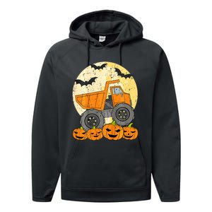 Construction Monster Truck Halloween Pumpkins Performance Fleece Hoodie