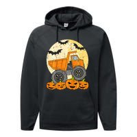 Construction Monster Truck Halloween Pumpkins Performance Fleece Hoodie