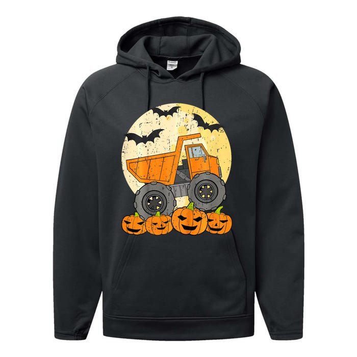 Construction Monster Truck Halloween Pumpkins Performance Fleece Hoodie