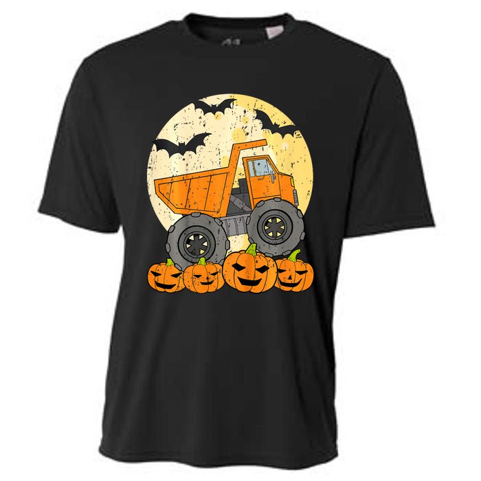 Construction Monster Truck Halloween Pumpkins Cooling Performance Crew T-Shirt