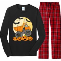 Construction Monster Truck Halloween Pumpkins Long Sleeve Pajama Set