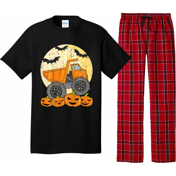 Construction Monster Truck Halloween Pumpkins Pajama Set