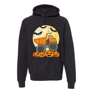 Construction Monster Truck Halloween Pumpkins Premium Hoodie