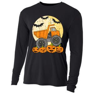 Construction Monster Truck Halloween Pumpkins Cooling Performance Long Sleeve Crew