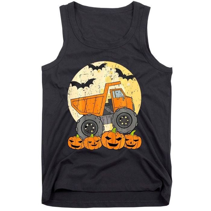 Construction Monster Truck Halloween Pumpkins Tank Top