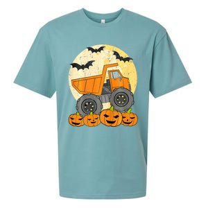 Construction Monster Truck Halloween Pumpkins Sueded Cloud Jersey T-Shirt