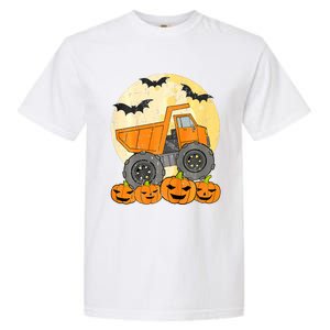 Construction Monster Truck Halloween Pumpkins Garment-Dyed Heavyweight T-Shirt