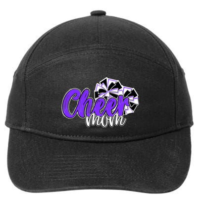 Cheer Mom Top Pom Poms Purple Mascot Colors School Meaningful Gift 7-Panel Snapback Hat