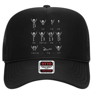 Cute Math Teacher Equation Skeleton Math Students Halloween High Crown Mesh Back Trucker Hat