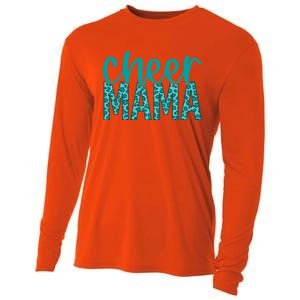 Cheer Mama Teal Leopard Print Great Gift Cooling Performance Long Sleeve Crew