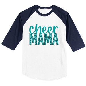 Cheer Mama Teal Leopard Print Great Gift Baseball Sleeve Shirt