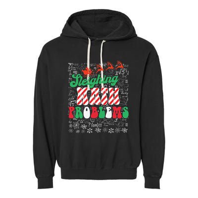 Chritmas Mathematics Teacher Student Sleighing Math Problems Garment-Dyed Fleece Hoodie