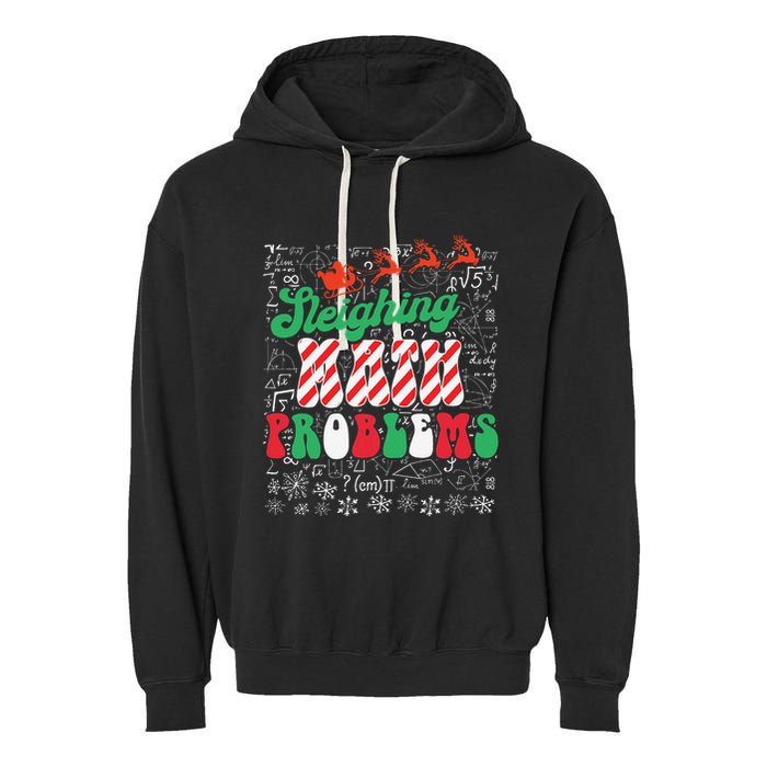 Chritmas Mathematics Teacher Student Sleighing Math Problems Garment-Dyed Fleece Hoodie